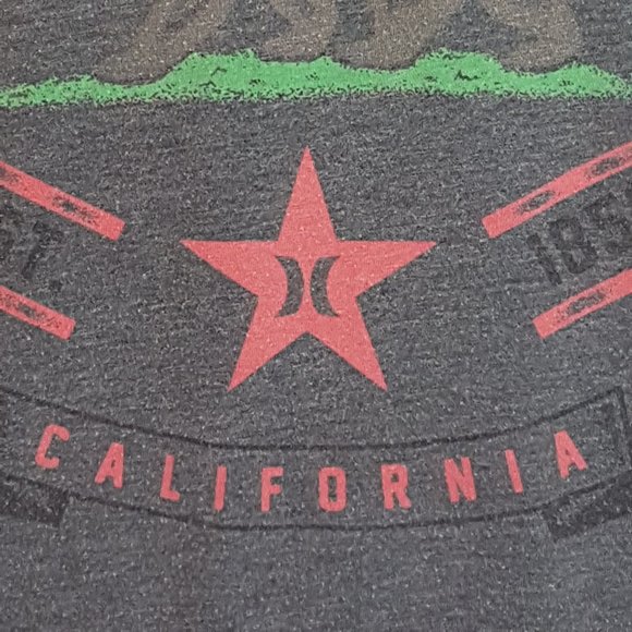 Vintage HURLEY Tee Shirt Large US L Gray Grey Bear USA California EST 1850 - Picture 6 of 12